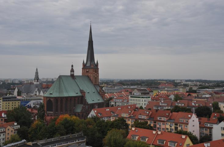 Blick auf Stettin und die Jakobus-Kirche